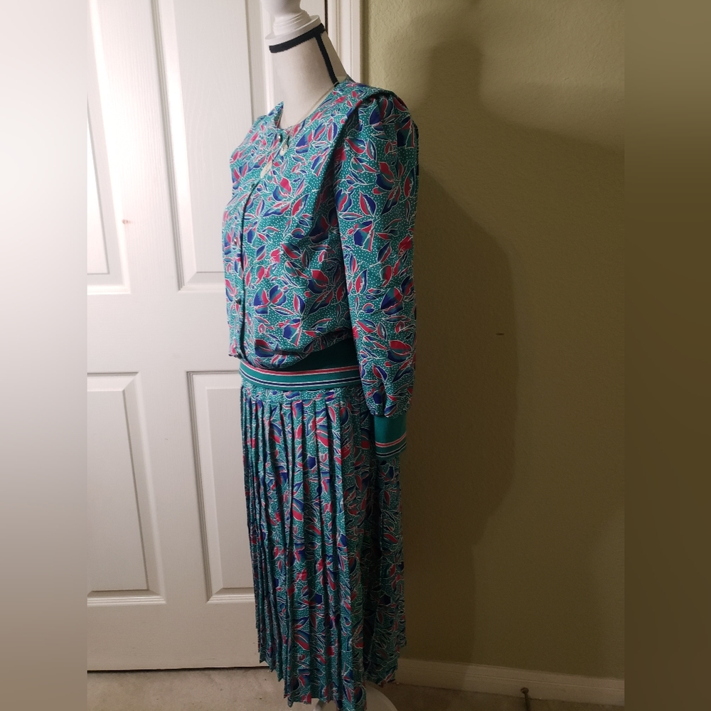 Vintage Evanna top and skirt polka-dot pleated - Picture 2 of 6